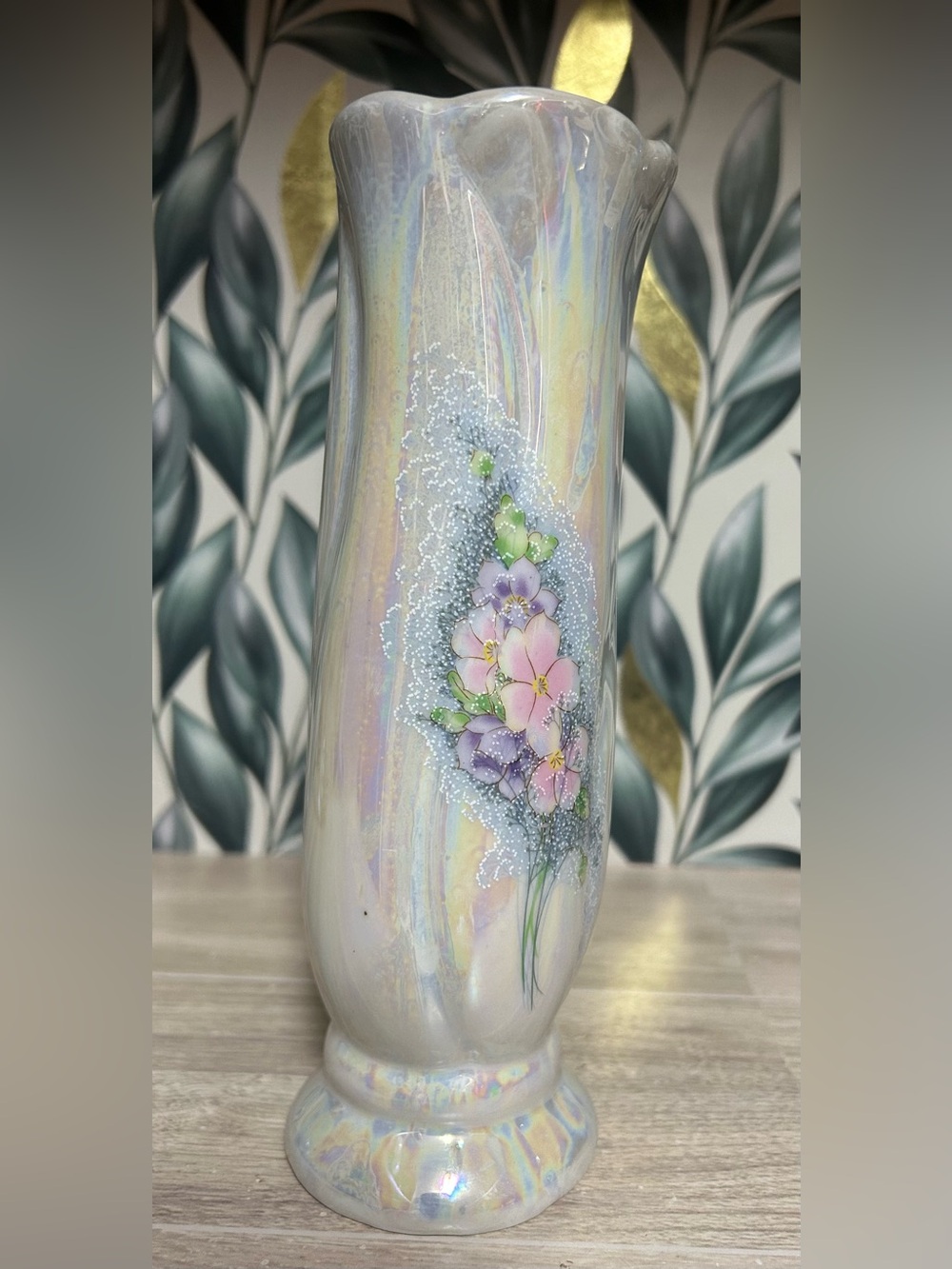 Vintage Opalescent Lustreware Bud Vase - Picture 2 of 9